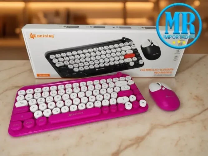 TECLADO MECÂNICO COM FIO PEINING MODELO PEI FR3025 Rosa an4