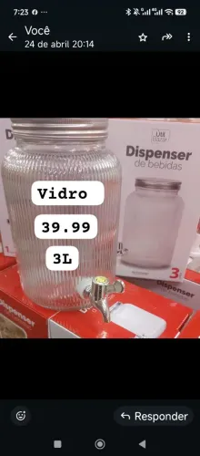 Dispenser de vidro sucos e etc