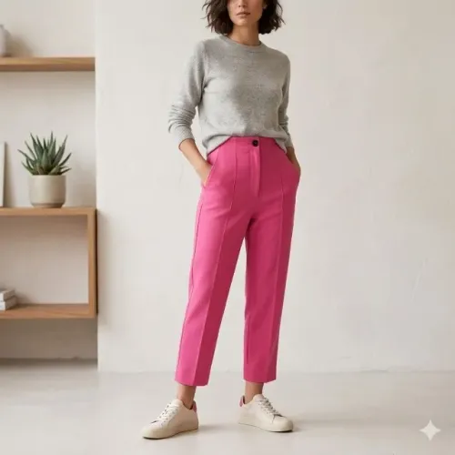 Calça alfaiataria rosa - Zara - Veste 34