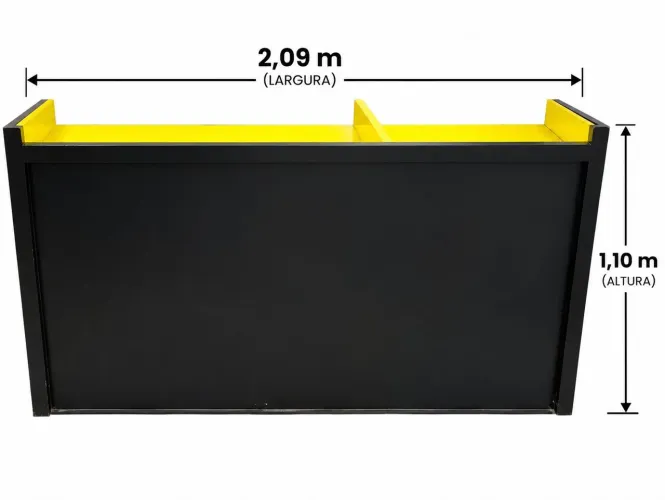 Balcão Comercial Preto e Amarelo 2,09m x 1,10m - Grande e Reforçado