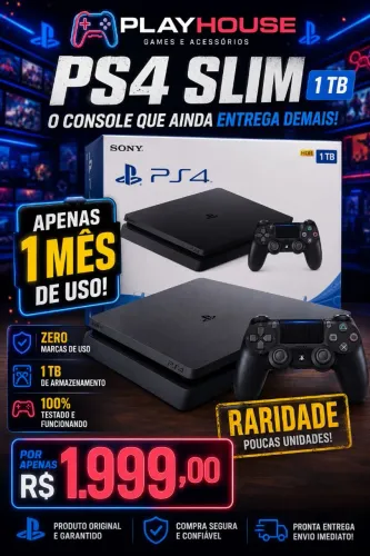PS4 Slim 1 mês de uso 1 tb raridade 13.02