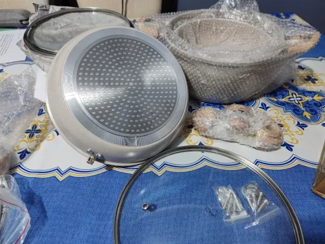 Jogo de Panelas com 5 Antiaderente Para Indução gás Creme Cinzento