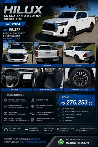 Toyota Hilux CD SRX Plus 4X4 2.8 TDI Die. Aut. 2024