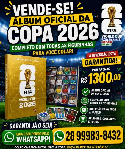 Álbum oficial dourado completo da copa 2026