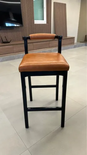 6 BANQUETAS Altas Caramelo e Preto - Design Moderno