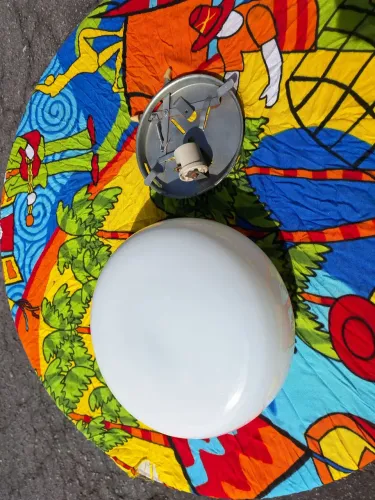 Globo tipo Cúpula Opalina Vidro Leitoso + Base Teto Drops Plafon