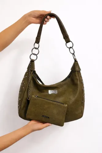 Bolsa Schutz em couro na cor verde, acompanha uma bolsinha carteira