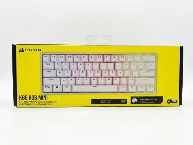 Teclado Gamer CORSAIR K65 RGB MINI 8000hz Mecânico RGB 60% Teclas CHERRY MX SPEED Branco