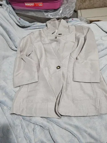 Blazer de  Moda Feminino Cinza de Manga Longa
