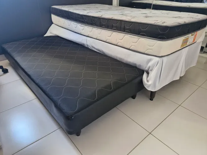 Cama Box Solteiro + Cama Auxiliar