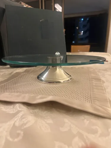 Prato para bolo - 33 cm. Prata. Wolf. Nunca usado !