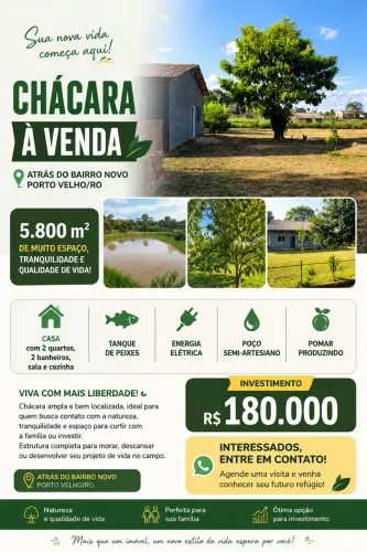 Vendo Chácara com tanque e pomar em Porto Velho/RO
