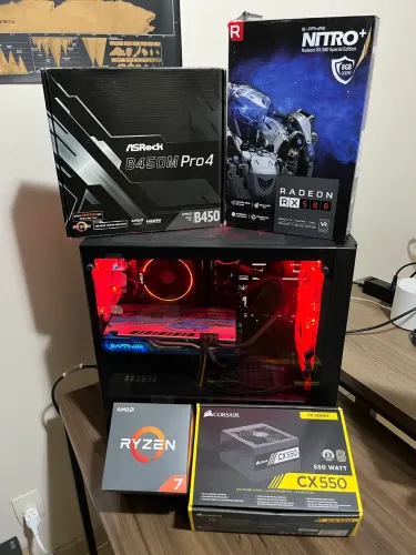PC Gamer Ryzen 7 RX580 8GB 16GB SSD 512GB - Completo