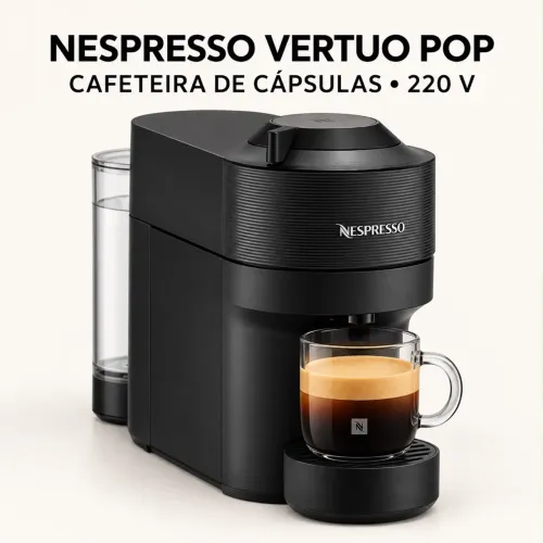 Cafeteira Nespresso Vertuo Pop Preta 220V - Máquina de Café em Cápsulas