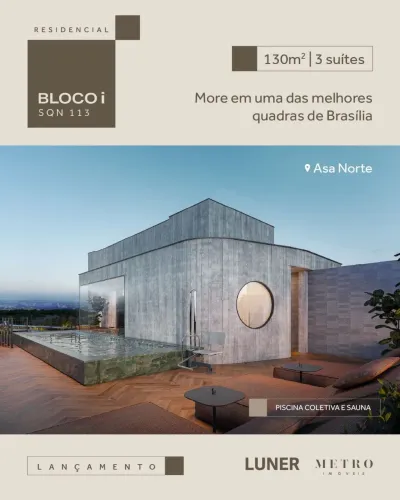 Sqn 113 3 suítes 130 metros vazado