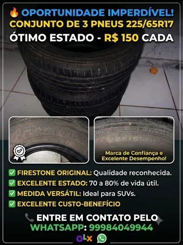 Oportunidade pneus barato 80% vida útil