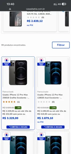 iPhone 12 Pro Max 128g dourado