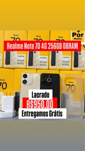 Realme Note 70 4G 256/08- Dourado Preto Lacrado Entregamos
