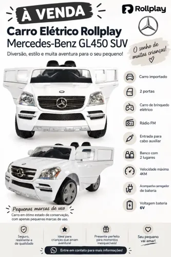 Carro elétrico Rollplay 6v Mercedes-Benz GL450 SUV