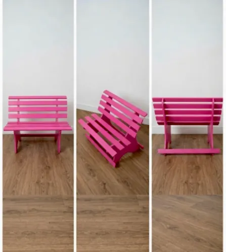 Banco infantil Rosa estilo banco de jardim