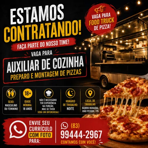 VAGA: AUXILIAR DE PIZZARIA / AUXILIAR DE COZINHA
