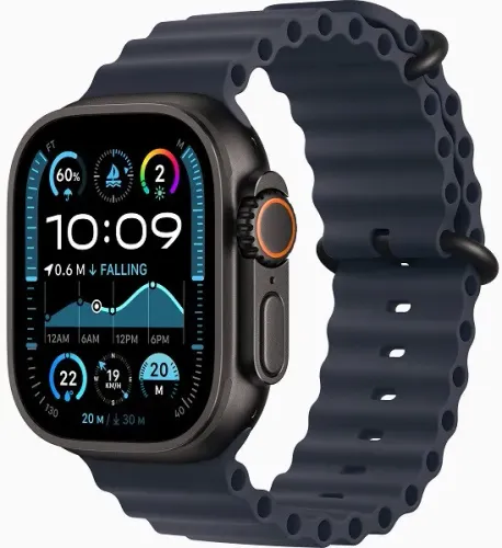 Apple Watch Ultra 3 GPS + Cellular, 49mm Black Titanium Case with Anchor Blue Ocean Band