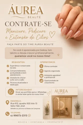 Contrata-se Manicure e Extensionista de Cílios - Goiânia