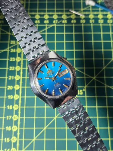 Relógio Orient AAA Automático 21 Jewels Vintage - Mostrador Azul Elétrico Raro