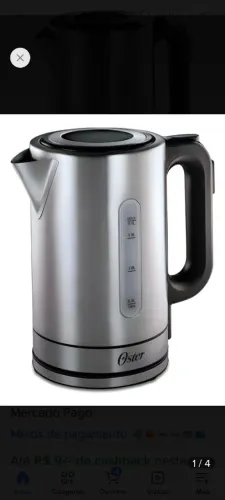 Chaleira elétrica Oster de inox, 220 V, semi nova.