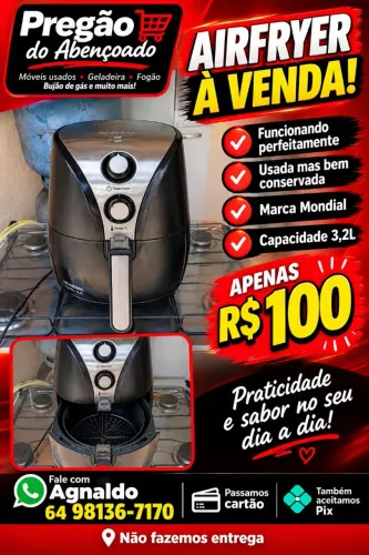 Airfryer bem conservado funcionando perfeitamente pregão do Abençoado passamos cartão