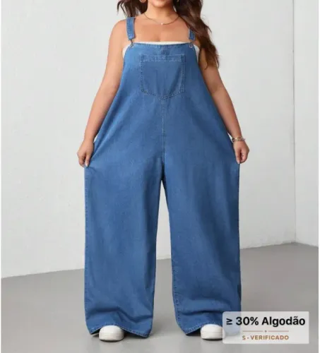 Macacão Jeans Plus Size