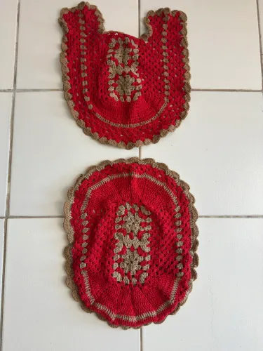 Kit de tapete para banheiro em crochê