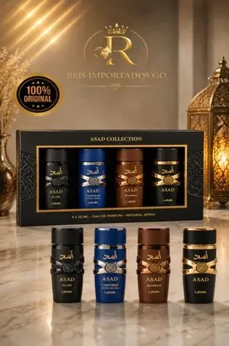 Kit Lattafa Asad Collection 4 Frascos 25ml ( Asad + Asad Bourbon + Asad Zanzibar Limited