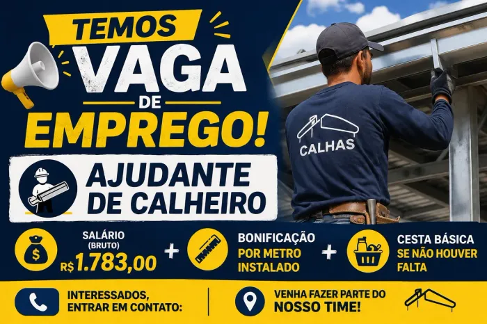 Vaga de emprego para ajudante de calheiro