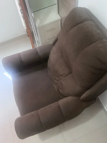 Poltrona Reclinável / Poltrona do Papá em Tecido Suede Castanho
