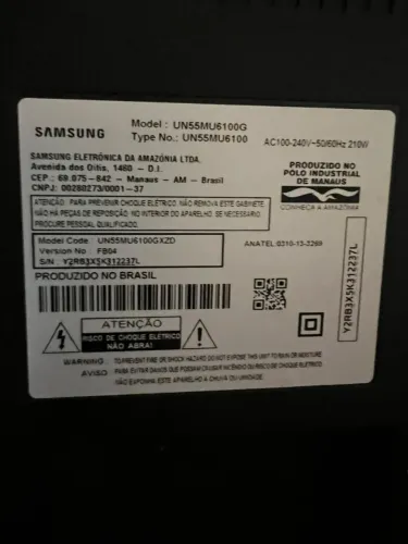 TV Smart Samsung 55" 4K UN55MU6100G - Tela Quebrada (Para Peças/Conserto)