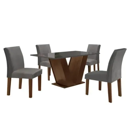 Conjunto Mesa de Jantar 4 Cadeiras Novo