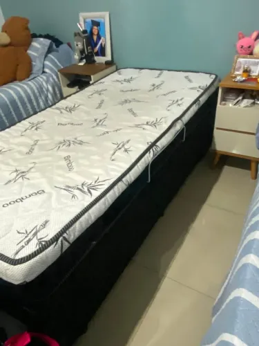 Cama Box Baú Solteiro + Colchão D33 One Face - Suede Preto
