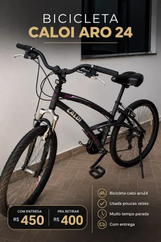 ? Caloi aro 24, pouco usada! R$ 400 para retirar ou R$ 450 com entrega. Chame no privado!