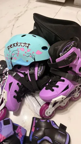 Patins traxart adulto 36/37 freestyle + proteções + mochila