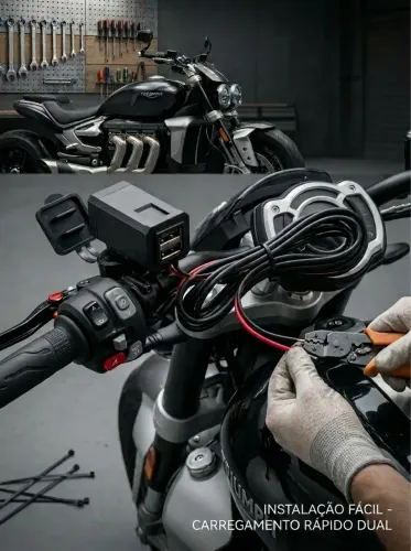 Carregador entrada tipo USB para moto