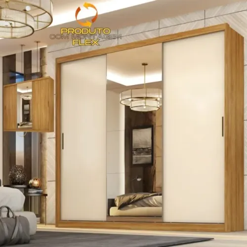 Lançamento!! Guarda-Roupa 3 Portas Dalila 2,35 m (Com Espelho) MDF