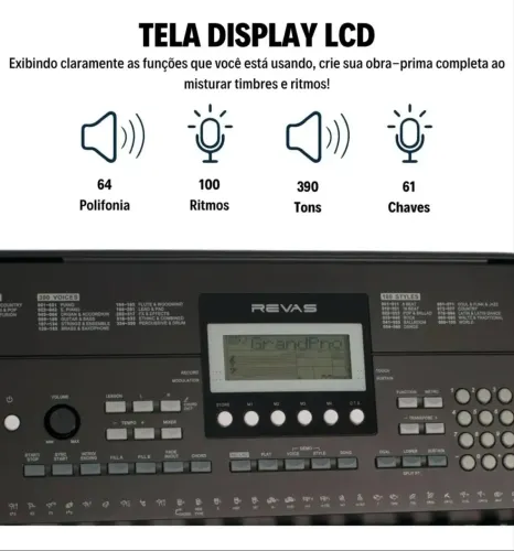 Kit Teclado Musical Roland Revas Kb330 + Capa + Suporte X + Pedal