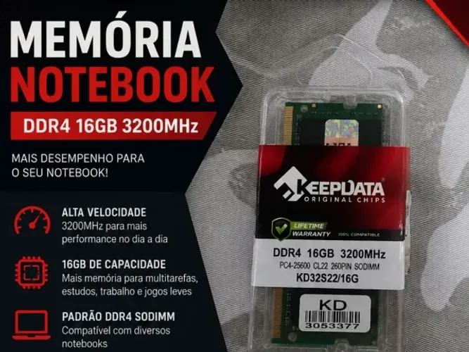 Memória RAM Notebook 16GB DDR4 3200MHz SODIMM KeepData