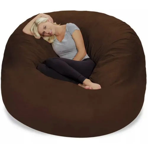 Puff Gigante Redondo 140x80 Em Suede Marrom Sem Enchimento