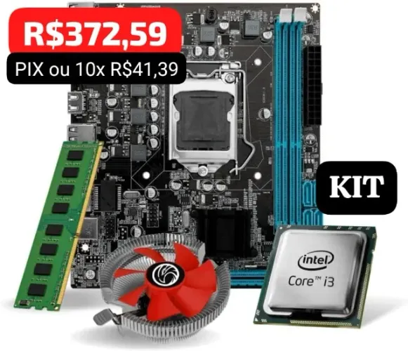 KIT UPGRADE INTEL i3 COOLER PLC MAE H61 8G MEMORIA DDR3 TRAB ATACADO E VAREJO