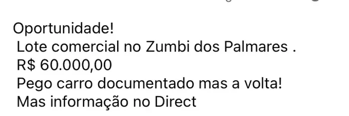 Lote comercial zumbi dos palmares