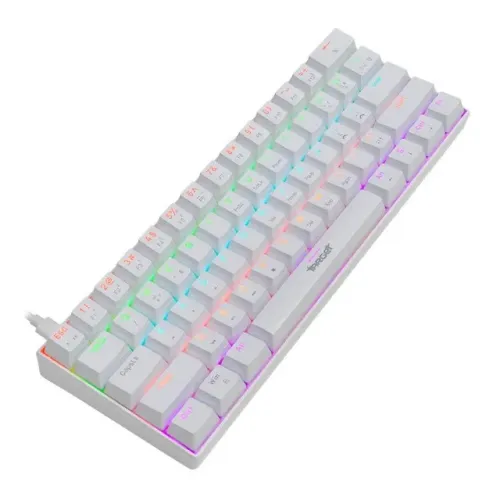 Teclado Mecanico Gamer TGT Sherman Mini Branco RGB Rainbow 61 Teclas Switch Azul | Novo