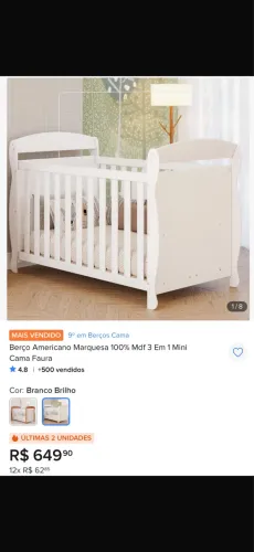 Berço americano 3 em 1 (mini cama)