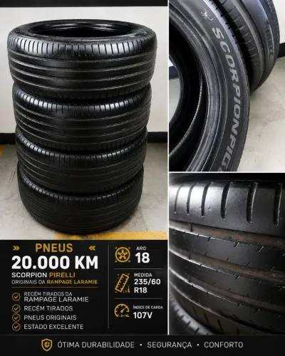 Jogo 4 Pneus Pirelli Scorpion 235/60 R18 107H Original Rampage 20 Mil Km